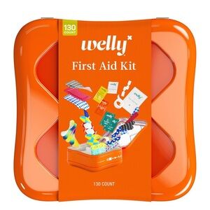 Welly Large First Aid Kit, 130ct - Assorted Bandages, Ointments, Sizes, Colors